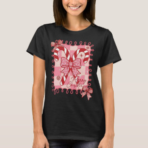 Camiseta Temporada de Natal de Cana-de-Açúcar Lindo Laço Co