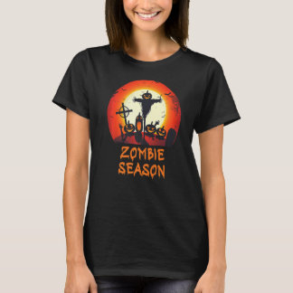 Camiseta Temporada de Zumbi Cemitério Assustador ao Luar C