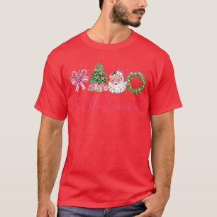 Camiseta Temporada Tishe Rosa Papai Noel Natal Coquette Laç