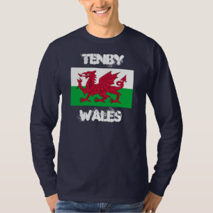 Camiseta Tenby, País de Gales com bandeira galesa