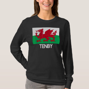 Camiseta Tenby Wales Welsh Flag Baner Y Ddraig Goch