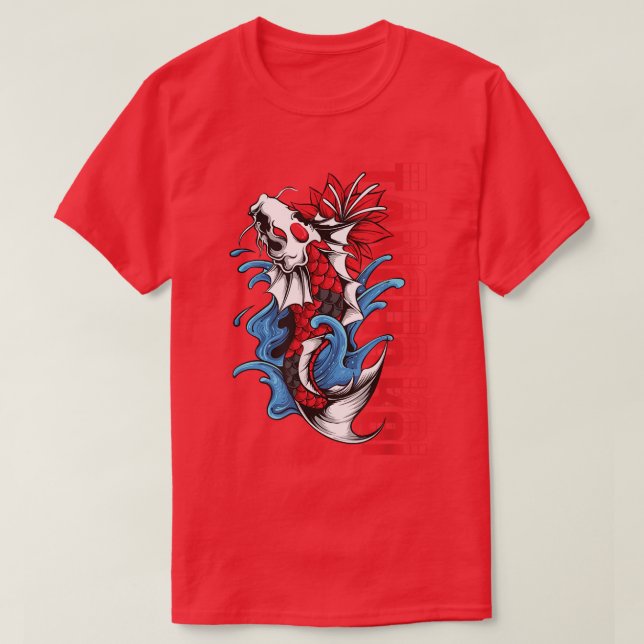 Camiseta Tencho Koi Carp Fish Japan Design (Frente do Design)