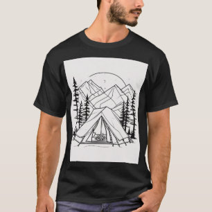 Camiseta Tenda de Acampamento Arte Geométrica de Linha - Mi