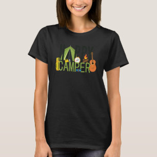 Camiseta Tenda de Acampamento Feliz Acampamento Guitarra Bú