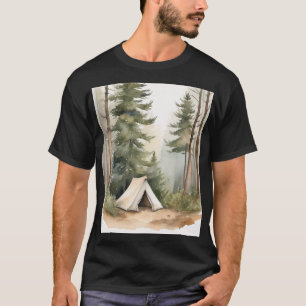 Camiseta Tenda de Acampamento Florestal Design de Pinheiro