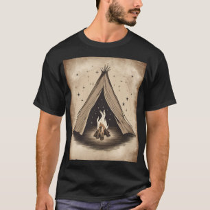 Camiseta Tenda de Acampamento Vintage Fogueira Aventura ao