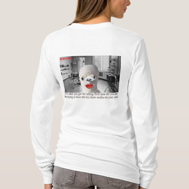 Camiseta tenda de manga longa das mulheres, unidade de quei (Verso)