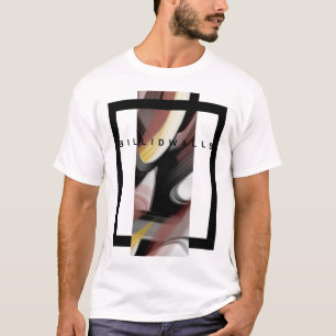 Camiseta Tendência de Abstrato de Arte Negra-Branca em Tend