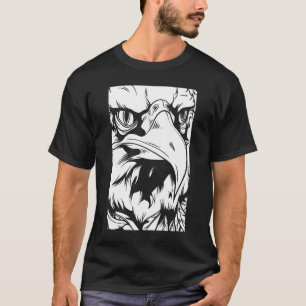 Camiseta Tendência de Arte Negra e Branca Moderna da águia
