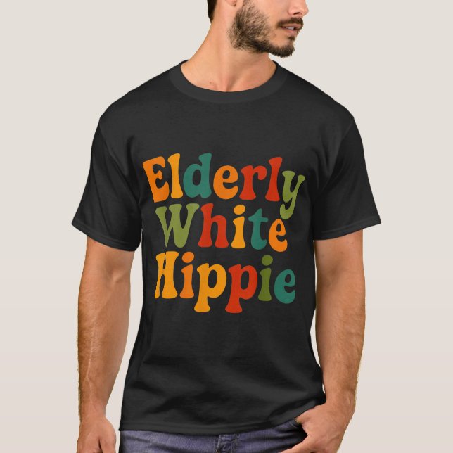 Camiseta Tendência de Hippie Branco Idoso (Frente)