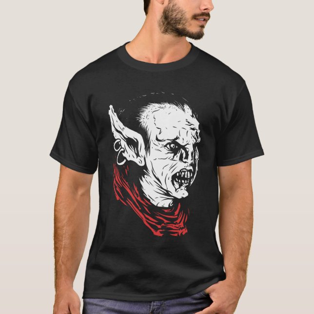 Camiseta Tendência de Ilustração de Arte Negra Grunge do Di (Frente)