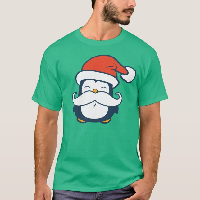Camiseta Tendência do bigode do pinguim do Natal (Frente)