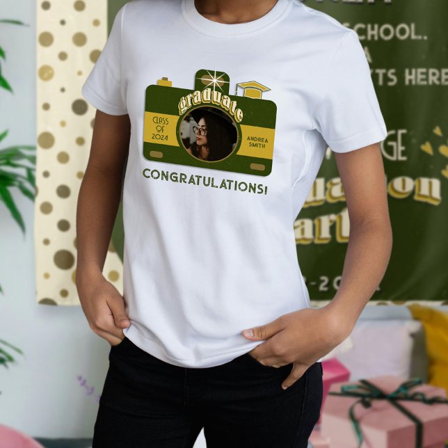 Camiseta Tendência do Formando de Foto da Câmera de Arte Re (Criador carregado)