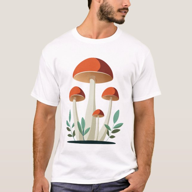 Camiseta Tendência dos cogumelos bonitos e bonitos (Frente)