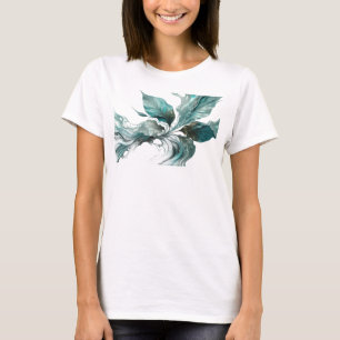 Camiseta Tendência Folhas Abstratas Prata Edgy