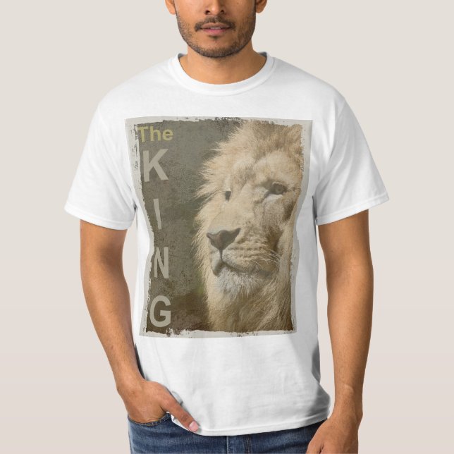 Camiseta Tendência Leão Animal Face Superior Mens Modelo mo (Frente)