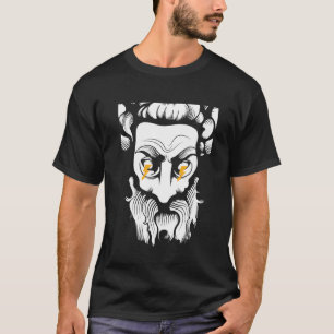 Camiseta Tendência Moderna de Arte Negra Simples Zeus