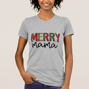 Camiseta Tendência Natal Colour Block Leopard Feliz Mama