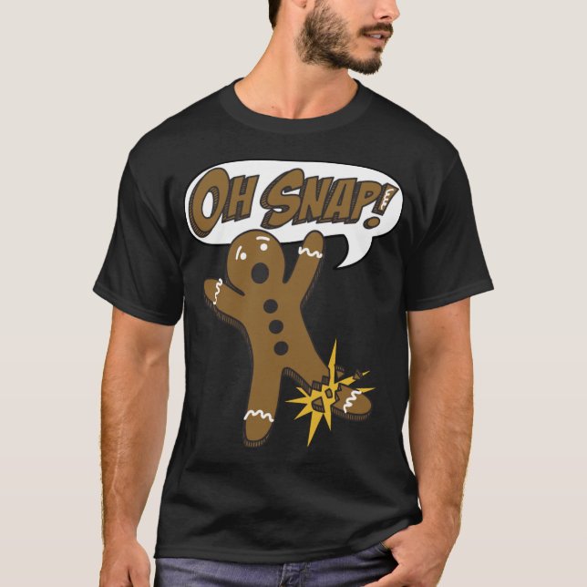 Camiseta Tendência Natal Gingerpão Homem Oh Snap! (Frente)