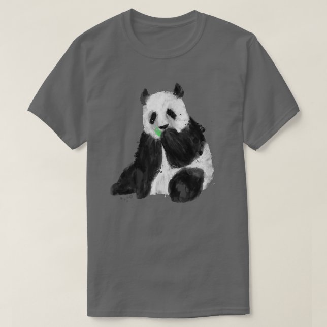 Camiseta Tendência Sentando Pintura Do Urso De Panda (Frente do Design)