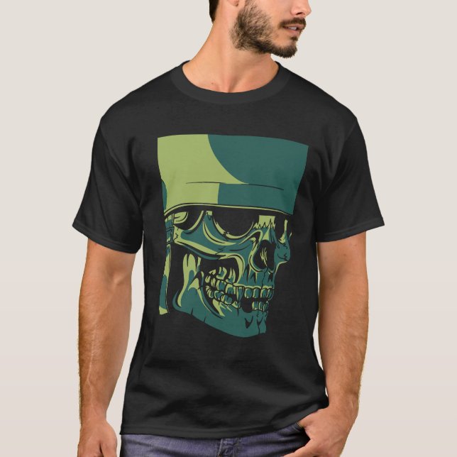 Camiseta Tendência Simples de Arte Negra Moderna Soldier Sk (Frente)