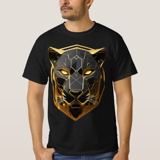 Camiseta Tendência T-shirt Negra Panther design impresso Te (Frente)