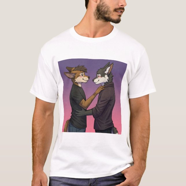 Camiseta Tender Gaze: Dois Lobos Compartilhando um Momento (Frente)