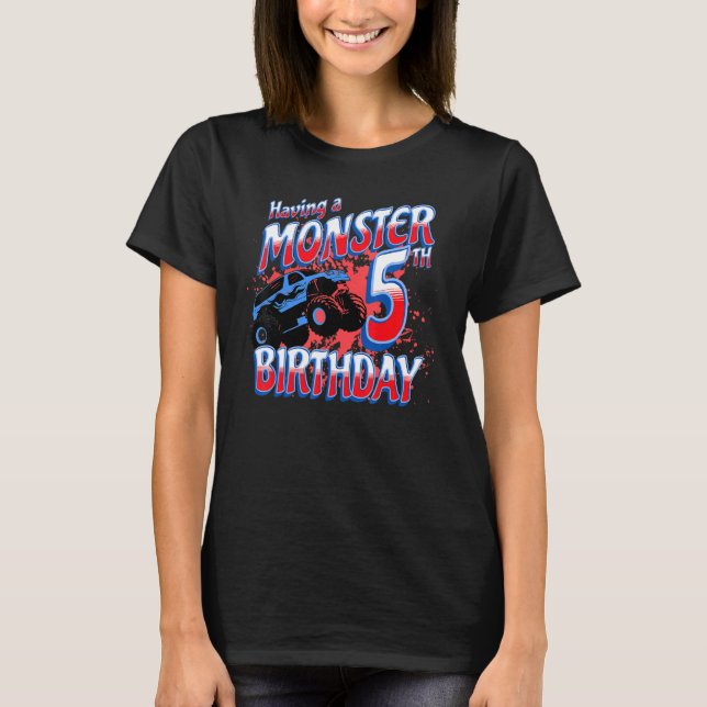 Camiseta Tendo Um Monstro 5 de Aniversário Monstro (Frente)