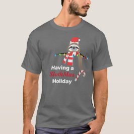 Camiseta Tendo umas Férias de SlothMas Luzes de Natal