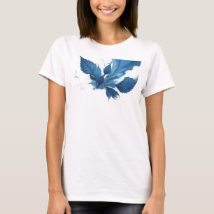 Camiseta Tendy com Folhas Abstratas da Marinha