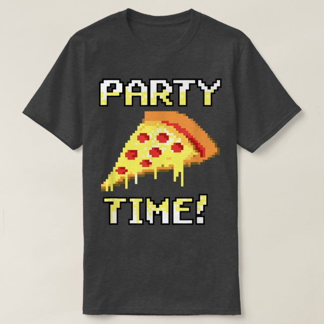 Camiseta Tendy Graphic Pixelated Pizza Party Time!5634 (Frente do Design)