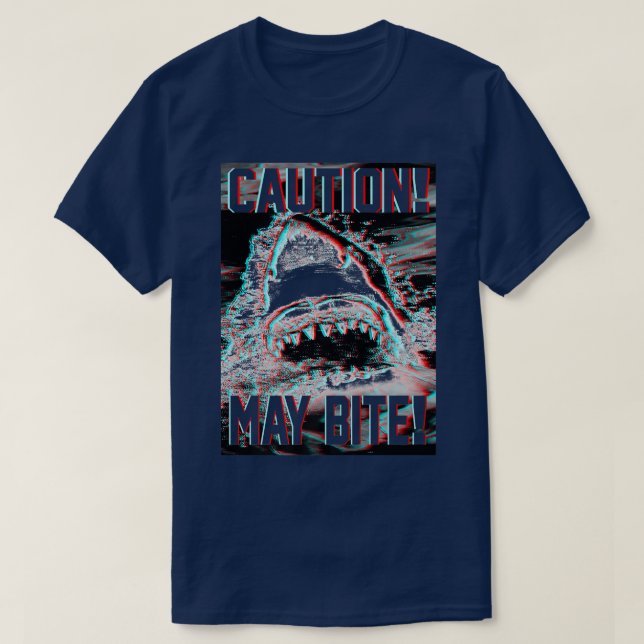 Camiseta Tendy Graphic Shark Attack May Bite (Frente do Design)