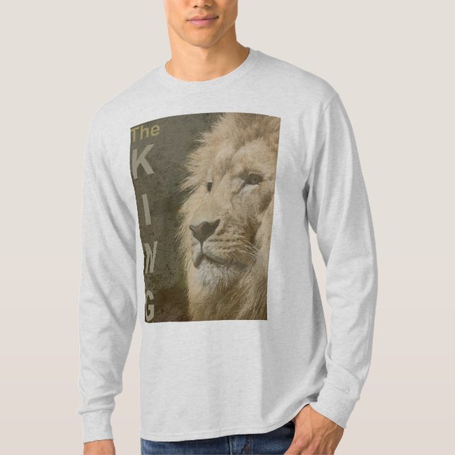 Camiseta Tendy Modern Elegant Lion Head Modelo Mens Ash (Frente)