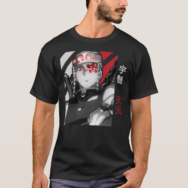 Camiseta Tengen Uzui Demon Slayer Kimetsu No Yaiba BlackRed (Frente)