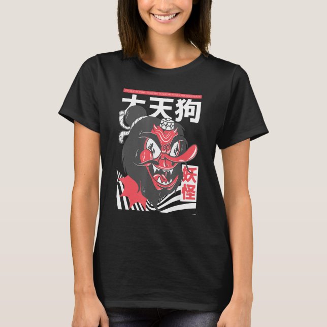 Camiseta Tengu Mask Japonês Aestético, Japonês Tengu (Frente)