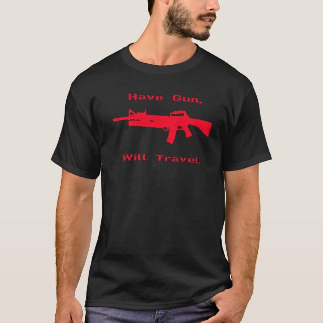 Camiseta Tenha a arma viajará (Frente)