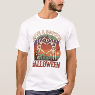 Camiseta Tenha Mãos de Esqueleto de Gato Crânio de Hallowee