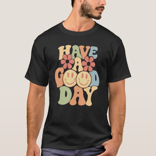 Camiseta Tenha Um Bom Dia Feliz Tendência De Rosto Estética (Frente)