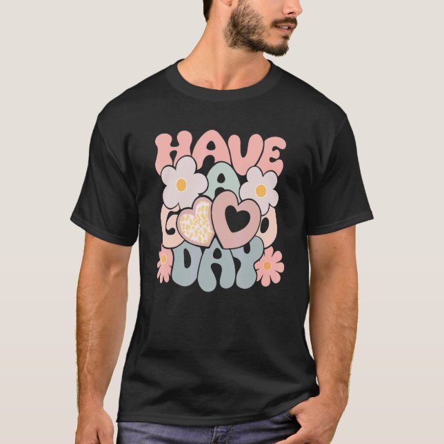 Camiseta Tenha Um Bom Dia, Retro Verão Feliz Boho Flo (Frente)