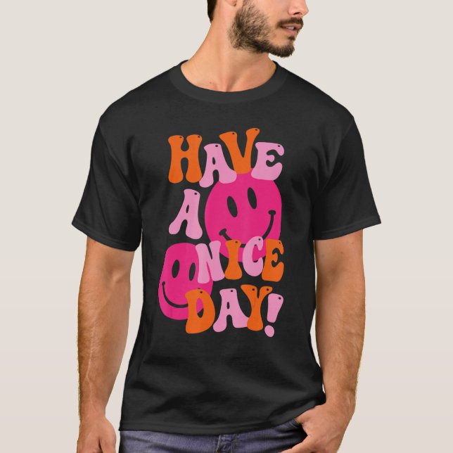 Camiseta Tenha Um Bom Dia, Rosa, Sorriso Rosto Com A Estéti (Frente)