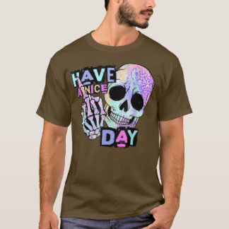 Camiseta Tenha um bom dia Skull skeleton hand T-Shirt