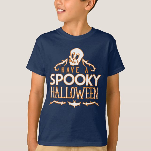 Camiseta Tenha um Dia das Bruxas Spooky (Frente)