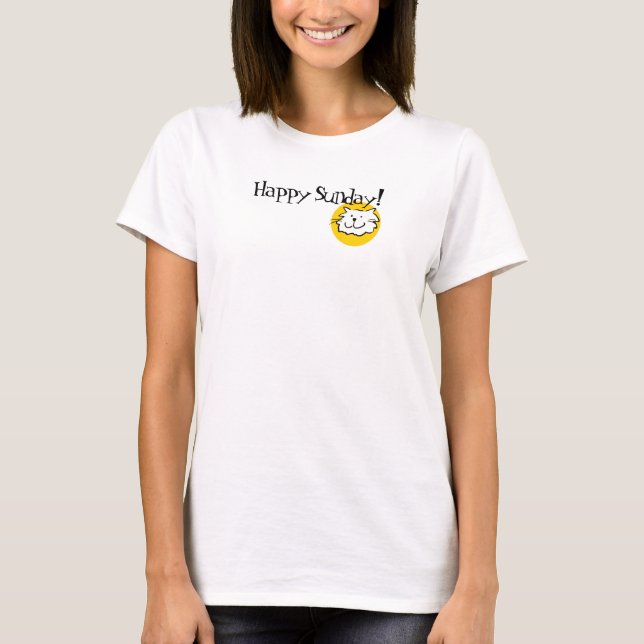 Camiseta Tenha um domingo feliz! Aquele Cartoon Gato. (Frente)