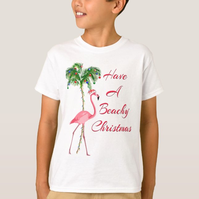 Camiseta Tenha Um Flamingo De Natal De Beachy (Frente)