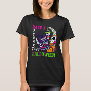 Camiseta Tenha Um Halloween Perfeito Purrr  Caveira de Açúc