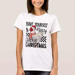 Camiseta Tenha um Natal Clucking Alegre Frango C