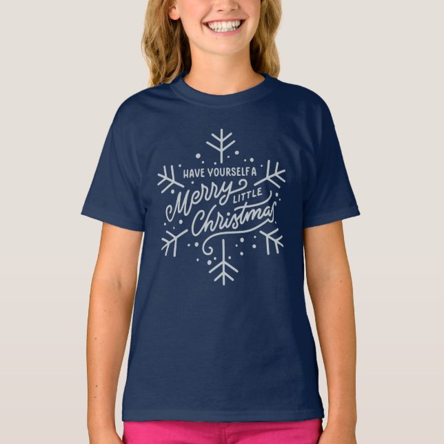 Camiseta Tenha um Natal Feliz - Floco de neve (Frente)