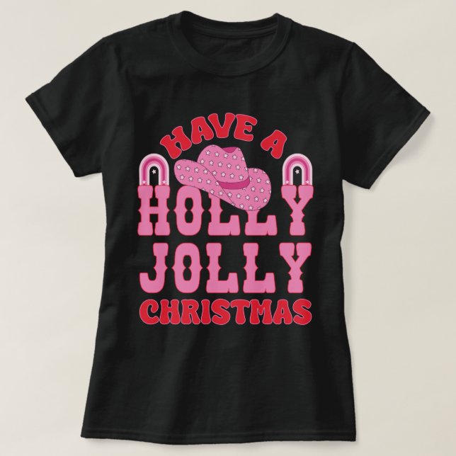 Camiseta Tenha Um Natal Holly Jolly (Frente do Design)