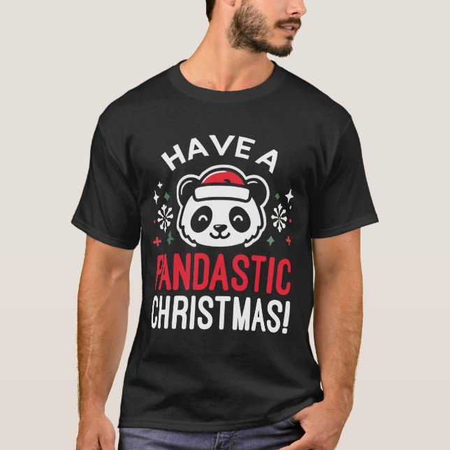 Camiseta Tenha um Natal Pandástico Férias de Panda (Frente)