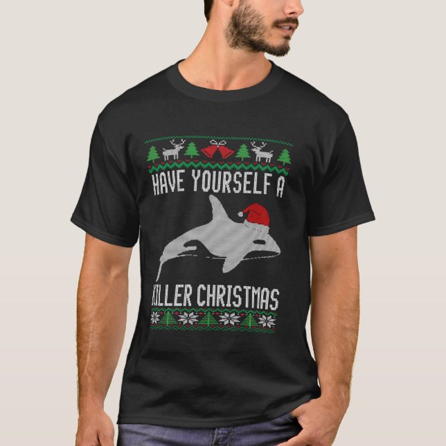 Camiseta Tenha Uma Baleia Orca De Natal Assassina Ufly C (Frente)